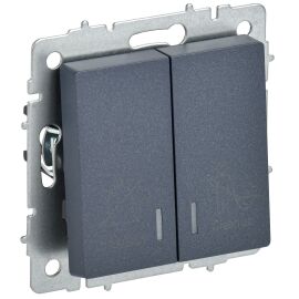 BRITE Выключатель 2-клавишный с индикацией для отелей 10А ВС10-2-9-БрМ маренго IEK