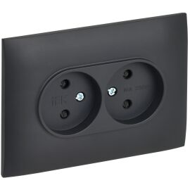 SKANDY Розетка 2-местная без заземления с защитными шторками 10А в сборе SK-R09T титан IEK