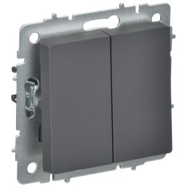 BRITE Выключатель 2-клавишный перекрестный 10А ВС10-2-3-БрГ графит IEK