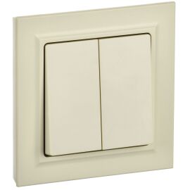 BRITE Выключатель 2-клавишный 10А в сборе ВСР10-2-0-БрКр бежевый IEK