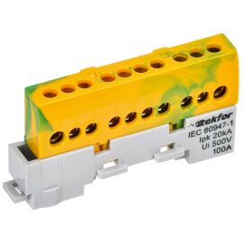 TEKFOR Шина PE "земля" изолированная на универсальном держателе 6х9-10-ЖЗ IEK