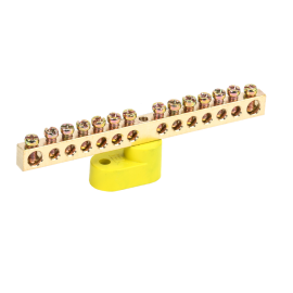 Шина PE "земля" на одном угловом изол. ШНИ-6х9-14-У1-Ж, IEK YNN10-69-14C1-K05