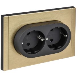 FORTE&PIANO Розетка 2-местная с заземлением с защитными шторками безвинтовое крепление 16А FP623M ме