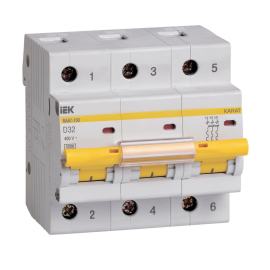 Выключатель автоматический ВА47-100 3Р 32А 10кА х-ка D, IEK MVA40-3-032-D