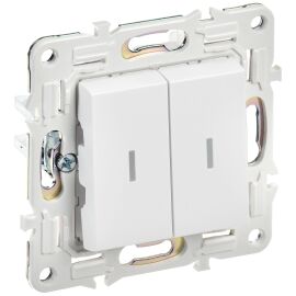 SKANDY Выключатель 2-клавишный проходной с индикацией 10А SK-V10W арктический белый IEK