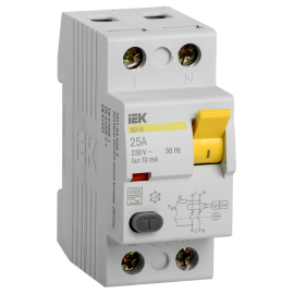 Выключатель дифференциальный ВД1-63 2Р 25А 10мА тип А, IEK MDV11-2-025-010