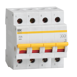 Выключатель нагрузки (мини-рубильник) ВН-32 4Р 20А, IEK MNV10-4-020
