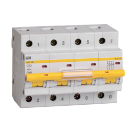 Выключатель автоматический ВА47-100 4Р 32А 10кА х-ка D, IEK MVA40-4-032-D