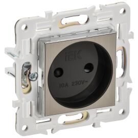 SKANDY Розетка без заземления с защитными шторками 10А SK-R01N металл никель IEK