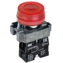Кнопка управления LA167-BP42 d=22мм 1NC красная IEK