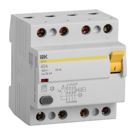 Выключатель дифференциальный ВД1-63 4Р 40А 30мА, IEK MDV10-4-040-030