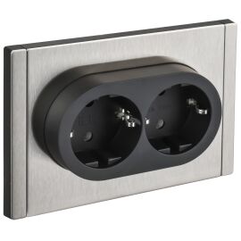 FORTE&PIANO Розетка 2-местная с заземлением без защитных шторок безвинтовое крепление 16А FP724M мет