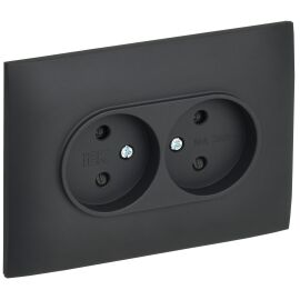 SKANDY Розетка 2-местная без заземления с защитными шторками 10А в сборе SK-R09G графит IEK