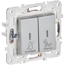 SKANDY Выключатель 2-клавишный с индикацией для отелей 10А SK-V16S серебряный IEK