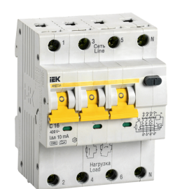 Выключатель автоматический АВДТ 34 C16, 10мА, тип A, IEK MAD22-6-016-C-10