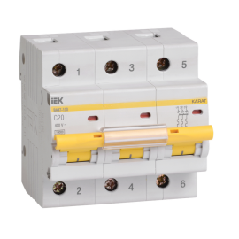 Выключатель автоматический ВА47-100 3P 20А 10кА х-ка C, IEK MVA40-3-020-C