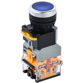 Кнопка управления D8-11D d=22мм 1NO+1NC с подсветкой синяя IEK