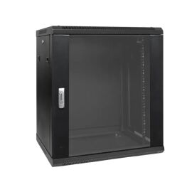 Шкаф настенный 19", 12U, 600х600мм, стекл. дверь, черный, TERACOM PRO TRP-WLL-1266-40B