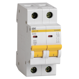 Выключатель автоматический ВА47-29 2Р 20А 4,5кА х-ка D, IEK MVA20-2-020-D