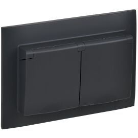 SKANDY Розетка 2-местная и крышкой 16А в сборе IP44 SK-R12G графит IEK