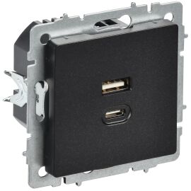 BRITE Розетка USB A+C 45Вт высокоскоростная зарядка РЮ11-2-БрЧ черный IEK