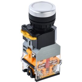 Кнопка управления D8-11D d=22мм 1NO+1NC с подсветкой белая IEK