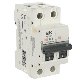 Выключатель автоматический ARMAT M06N 2P C 3А, IEK AR-M06N-2-C003