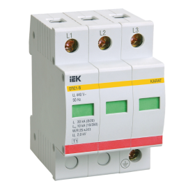 Ограничитель импульсных перенапряжений ОПС1-B 3Р In=30kA Un=400B Im=60kA, IEK MOP20-3-B