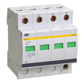 Ограничитель импульсных перенапряжений ОПС1-C 4P In=20kA Un=400B Im=40kA, IEK MOP20-4-C