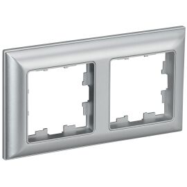 BRITE Рамка 2-местная РУ-2-Бр алюминий/алюминий IEK