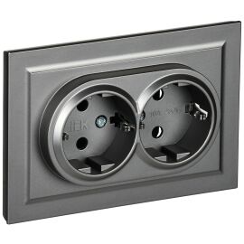 BRITE Розетка 2-местная с заземлением без защитных шторок 16А в сборе РС12-3-БрС сталь IEK