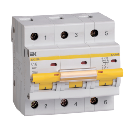 Выключатель автоматический ВА47-100 3Р 16А 10кА х-ка С, IEK MVA40-3-016-C