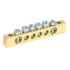 Шина PEN "земля-ноль" 6х9мм 6/2 (6групп/креп по краям), IEK YNN11-06-100