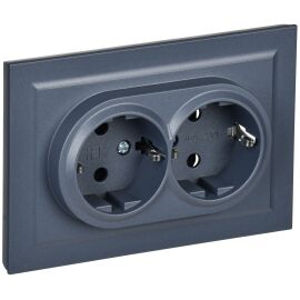 BRITE Розетка 2-местная с заземлением без защитных шторок 16А в сборе РС12-3-БрМ маренго IEK
