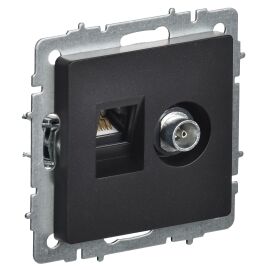 BRITE Розетка двойная TV+RJ45 кат.5E РТВ/РК12-БрЧ черный IEK