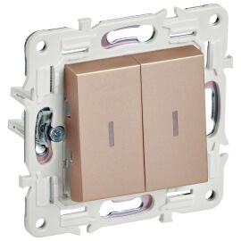 SKANDY Выключатель 2-клавишный проходной с индикацией 10А SK-V10Sa песочный IEK