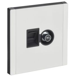 FORTE&PIANO Розетка двойная TV+RJ45 кат.6 FP237M металл белый IEK