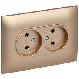 SKANDY Розетка 2-местная без заземления с защитными шторками 10А в сборе SK-R09Sa песочный IEK
