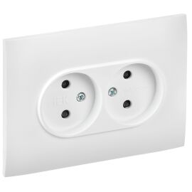 SKANDY Розетка 2-местная без заземления с защитными шторками 10А в сборе SK-R09W арктический белый I