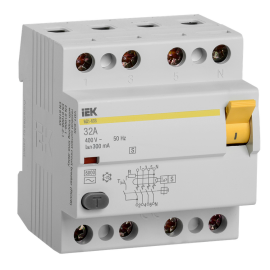 Выключатель дифференциальный ВД1-63S 4Р 32А 300мА, IEK MDV12-4-032-300