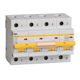 Выключатель автоматический ВА47-100 4P 25А 10кА х-ка С, IEK MVA40-4-025-C