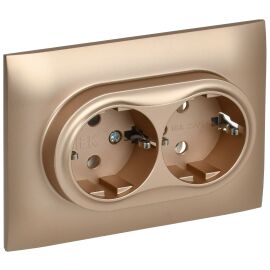 SKANDY Розетка 2-местная с заземлением без защитных шторок 16А в сборе SK-R08Sa песочный IEK