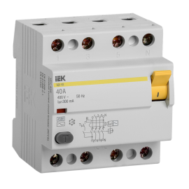 Выключатель дифференциальный ВД1-63 4Р 40А 300мА, IEK MDV10-4-040-300