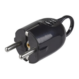 Вилка разборная угловая ВПу12-02-Ст, с з/к, с кольцом, 16А, черная, IEK EVP12-16-01-K02