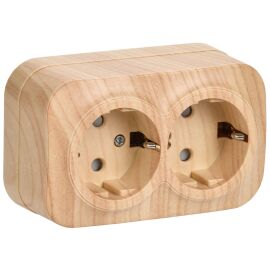 GLORY Розетка 2-местная для открытой установки с заземлением с защитными шторками 16А РСш22-3-ХС сос