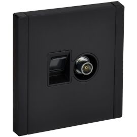 FORTE&PIANO Розетка двойная TV+RJ45 кат.6 FP137M металл черный IEK