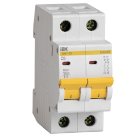 Выключатель автоматический ВА47-29 2Р 8А 4,5кА х-ка С, IEK MVA20-2-008-C