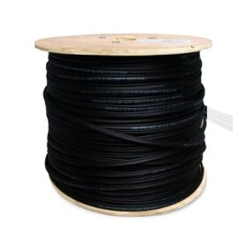 Кабель UTP 4 пары, Кат.5e, внешний, С ТРОСОМ, 0,46мм, PE, черный, 305м, TaigaKabel