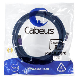 Патч-корд 4 пары, 2хRJ45, 3м, Кат.8, S/FTP, синий, LSZH, Cabeus PC-SSTP-RJ45-Cat.8-3m-LSZH
