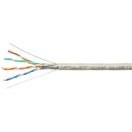 Кабель STP 4 пары, Кат.6a, внутр., 0,57мм, PVC, серый, 305м, Cabeus STP-4P-Cat.6a-SOLID-IN-PVC